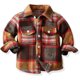thumbnail image 1 of Baby Boys Girls Flannel Shirt Jackets Toddler Plaid Long Sleeve Lapel Button Shirts Fall Winter Warm Coat Outwear2-3T, 1 of 3