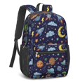 thumbnail image 2 of Alien Rocket Deep Blue Pattern 17" School Backpacks for Teens,Waterproof Oxford Fabric,S-Shape Padded Straps for School,Travel,Hiking,Camping, 2 of 6