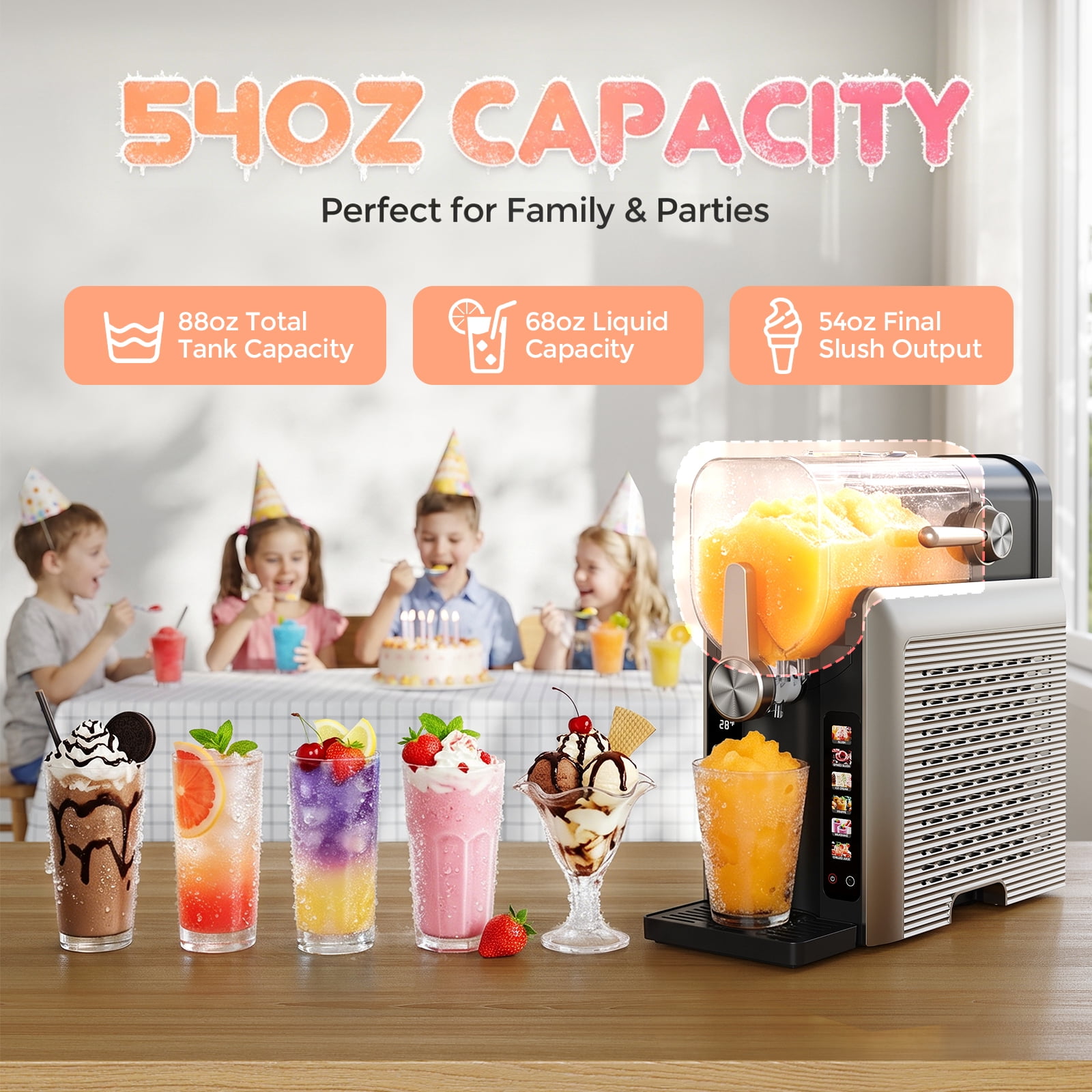 1.6L Slushie Machine & Soft Serve Ice Cream Maker with Rapid Freezing, Frozen Drink Machine, Slushie Maker, Margarita Machine for Home