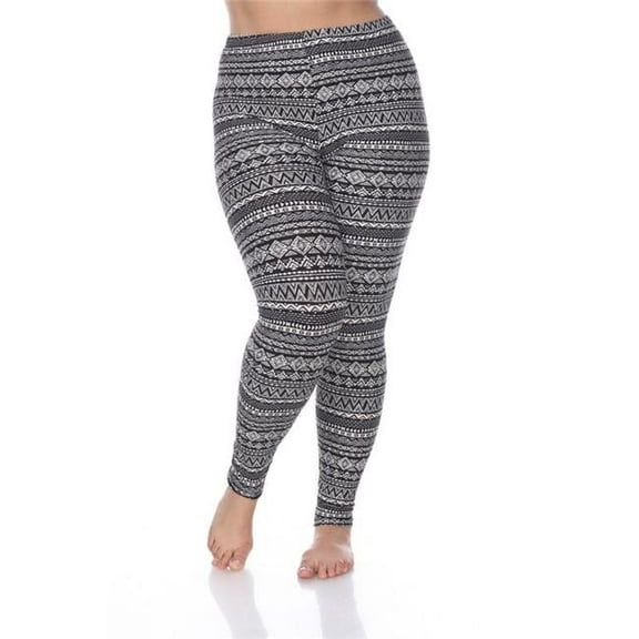 Plus Printed Leggings, Black & White - One Size