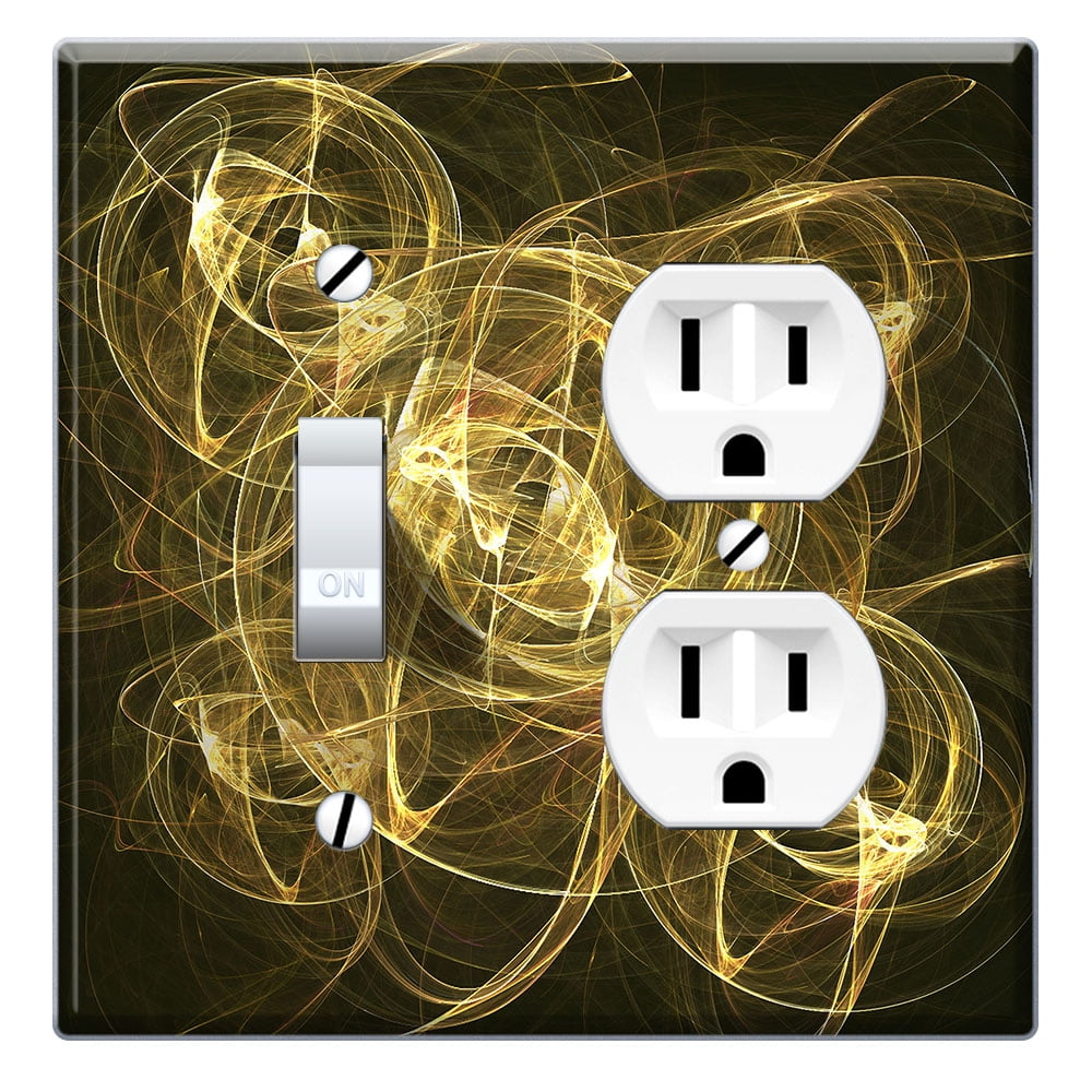 Wirester Double 1 Gang Toggle Light And 1 Gang Duplex Outlet Switch Plate Wall Plate Cover Golden Illusion Walmart Com Walmart Com