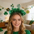 thumbnail image 6 of St. Patrick’s Day Headband, Green Shamrock and Glitter Decor, Fun Holiday Accessory with Leprechaun, Rainbow, and Pot of Gold, 6 of 6