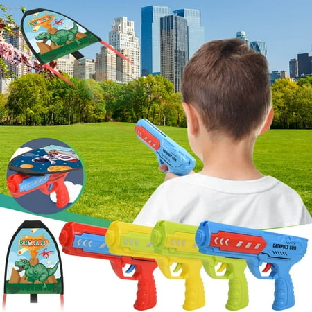 Werulen 4Pcs Kite CatapultToysForKids Outdoor BeachToysWith Mechanical Spring Launcher Easy Fly Kite For Park Play Birthday Gifts For BoysGirls3+ Years Old