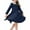 Navy, variant on Odeerbi Toddler Girls Cute Peter Pan Collar Cotton Dresses Spring Fall Long Sleeve Dress Solid Color Round Neck Casual Dress Toddler Girls Clothes