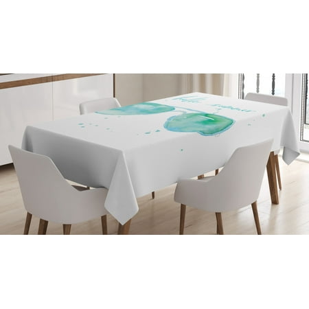 

Hello Summer Tablecloth Image of Watercolor Style Sunglasses and Motivational Phrase and Speckles Rectangular Table Cover for Dining Room Kitchen 52 X 70 Inches Sky Blue Green by Ambesonne