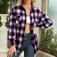 thumbnail image 4 of Women Plaid Shirt, Women Shirt Blouse Long Sleeve Lapel Breathable Mid Long For Office ANGGREK Otros, 4 of 7