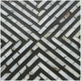 thumbnail image 4 of DecMode 38" x 12" Gray Mother of Pearl Shell Handmade Vertical Stripe Mosaic Inlay Geometric Coffee Table with Black Metal Legs, 1-Piece, 4 of 11
