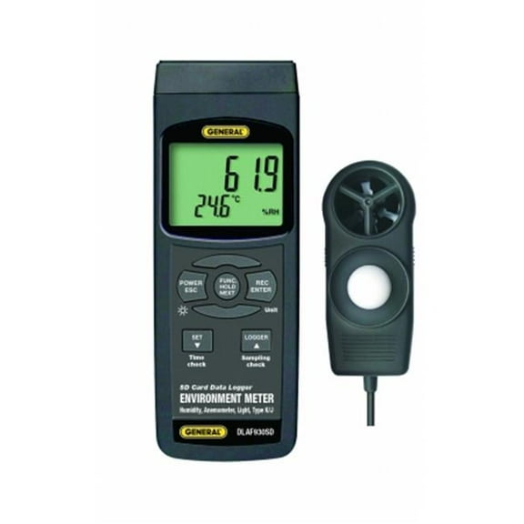 General Tools & Instruments DLAF930SD Data Logging Environment Meter with Excel Format SD Card - Airflow, Temperature, Humidity, Sound and Light