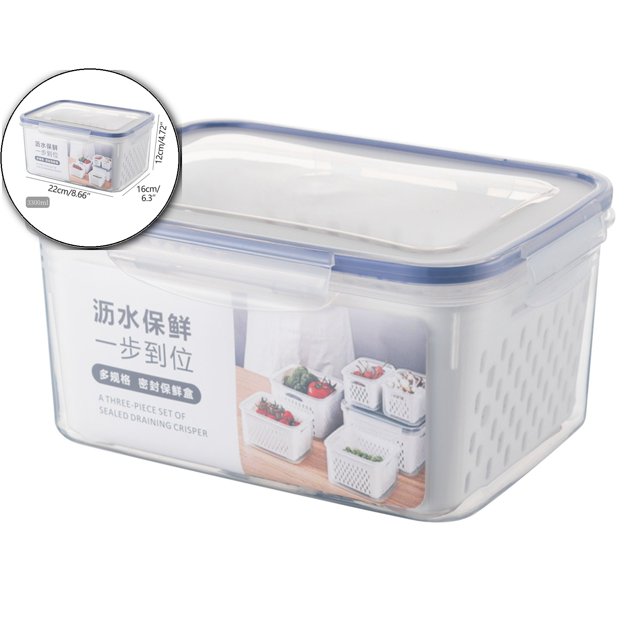 Dvruxg Fridge Produce Storage Containers, Draining Colander Bins, Stackable Fresh Food Keepers for Kitchen Organization & Refrigerator Use