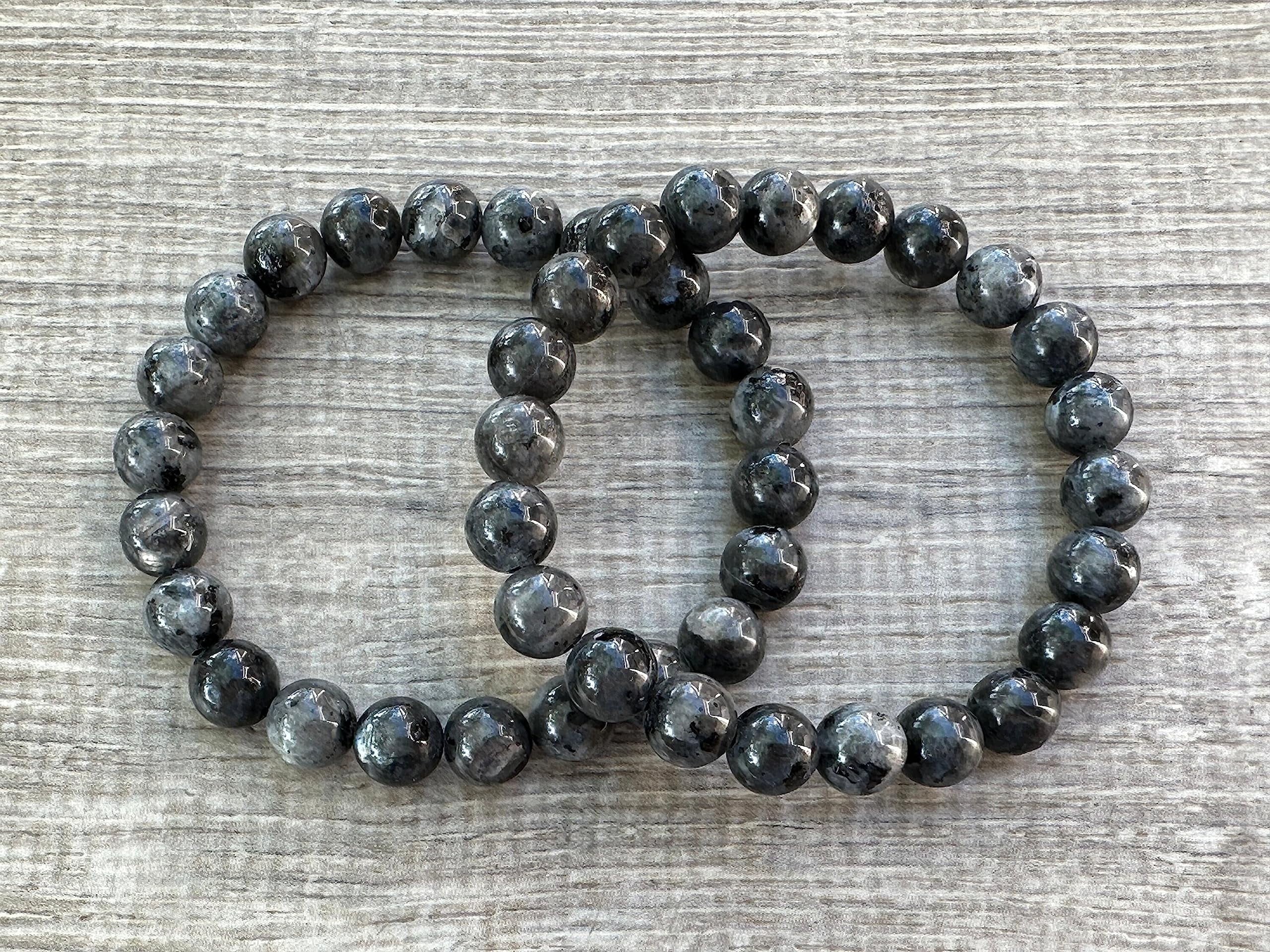 Black Labradorite Crystal Bead Bracelet 8mm, Wholesale Genuine Black Labradorite Stretch Gemstone Bracelet, Gift for Men & Women (10)