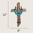 thumbnail image 2 of Rustic Drifted Wood Look Wall Cross with Turquoise Decor Horseshoe Spiritual Wall Art, 2 of 5