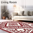thumbnail image 2 of ODIKA 8'x10' Machine Washable Non-Slip Area Rug, Damask Scrollwork with Rose Accents High Traffic Rug, Ivory, 590656, 2 of 7