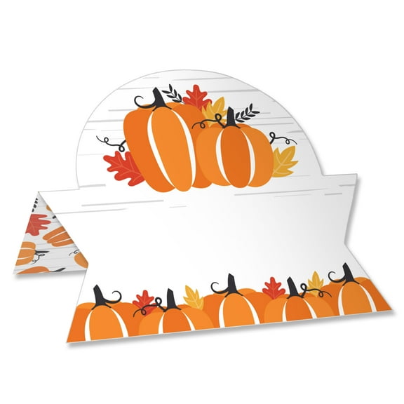 Big Dot of Happiness Fall Pumpkin - Halloween or Thanksgiving Party Tent Buffet Card - Table Setting Name Place Cards - Set of 24