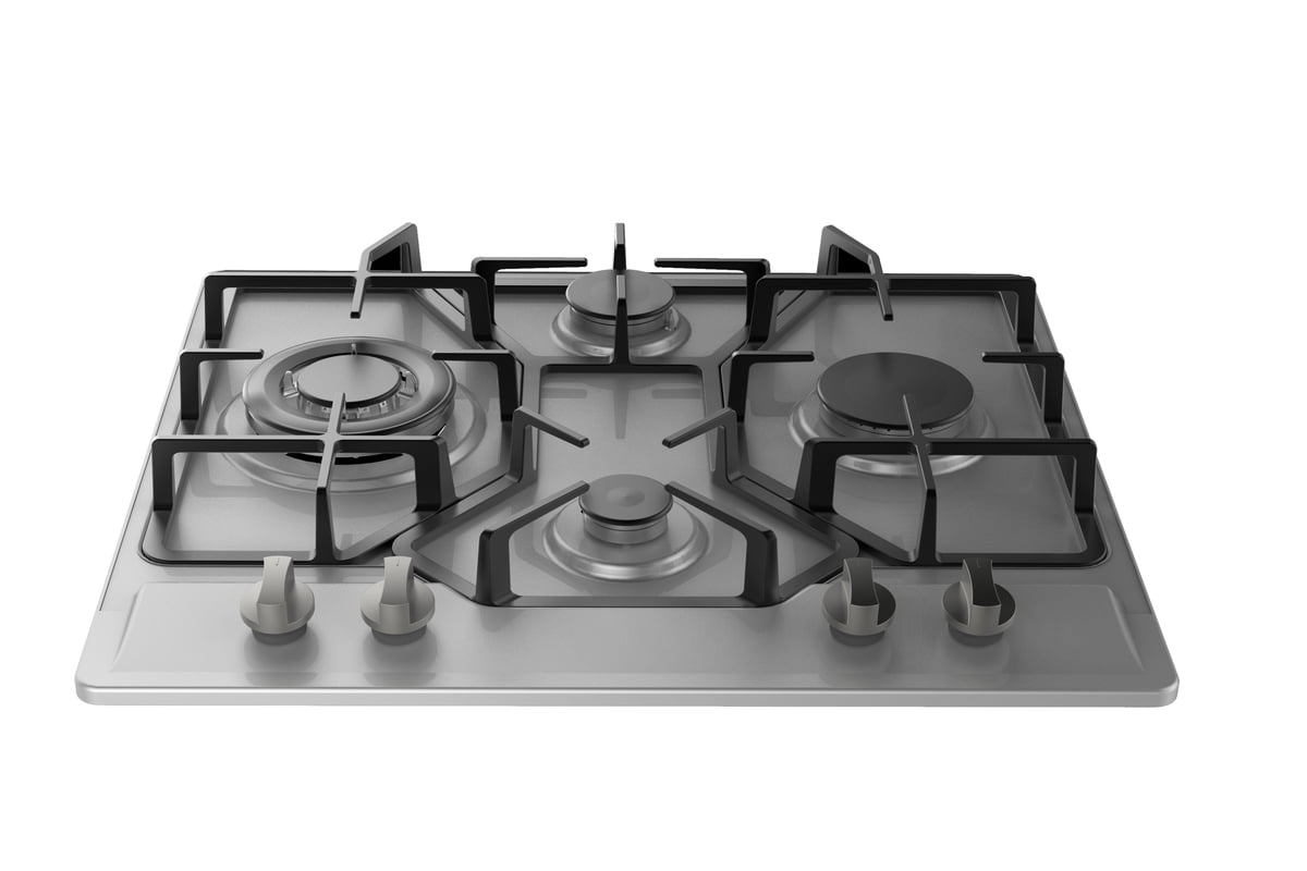 24" 4 Italy Imported Sabaf Burners Gas Cooktop Stove Top Stainless Steel Glass 