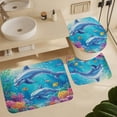 thumbnail image 6 of 4 Pcs Shower Curtain Sets Beautiful Underwater World Two Dolphins Shower Curtain Set with Rugs Sea Animals Underwater World Decorative Bathroom Decor Set for Bathroom Decor 72inch X 72inch, 6 of 8