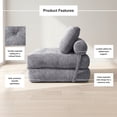 thumbnail image 3 of Oak and Birch Boneless Folding Sofa Bed, Convertible Floor Futon Chaise Lounge & Sleeper Bed, Shredded Foam Floor Couch for Living Room, Bedroom, Kids Room, Apartment, Chenille, Light Gray, 3 of 8