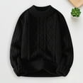thumbnail image 4 of comerut Men Winter Fall Sweater Thick Knit Loose Round Neck Warm Soft Solid Color Twisted Applique Elastic Anti-pilling Cold Resistant Sweater, 4 of 7