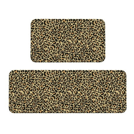 

Salelf Leopard Kitchen Mats 2PCS Cushioned Kitchen Rugs for Floor Anti-Fatigue Mat Waterproof Rug for Kitchen Office Sink Laundry