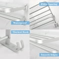 thumbnail image 6 of Towel Rack for Bathroom, Bath Towel Holder with Double Towel Bar and Fold-able Towel Shelf, Rustproof Towel Organizer Wall Mounted Towel Storage Hanger for Bath/Balcony/Lavatory(16In Sliver), 6 of 15