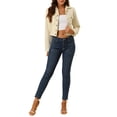 thumbnail image 2 of Chaqueta de moto recortada de ante sintético con cuello de solapa para mujer INSPIRE CHIC S Beige, 2 of 8