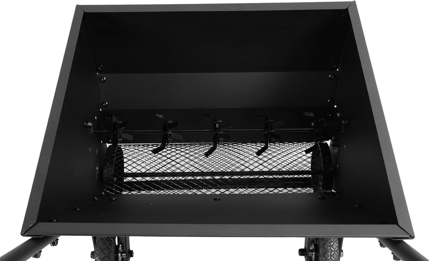 Kojem Compost Spreader W/Handle, 4 Wheels, Adjustable Rate Suitable for Lawn, Farm, Landscraping, Lawn Drop Spreader, Topdresser Push Garden Seeder Garden Tool Cart for Fertilizer, Grass, Seed