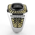 thumbnail image 4 of Anillo Color Plata Para Hombres de Acero Inoxidable Con Ojas Doradas y Onyx, 4 of 4