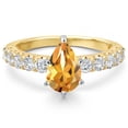 thumbnail image 3 of Gem Stone King 14K Two Tone Gold Yellow Citrine and Lab Grown Diamond Engagement Ring for Women | 1.72 Cttw | Pear Shape 9X6MM | Gemstone November Birthstone | Size 7, 3 of 6
