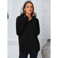 thumbnail image 2 of Olaglory Womens Quarter Zip Pullover Sweater Long Sleeve Casual Loose V Neck Collared Ribbed Knit Jumper Tops with Thumb Hole, Fall Winter Fashion 2026, Black, 2 of 8