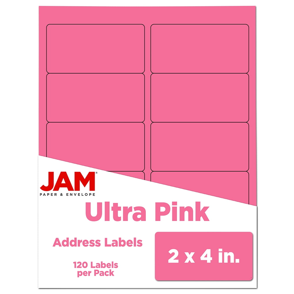JAM Shipping Address Labels, Standard Mailing, 2 x 4, Ultra Pink, 120