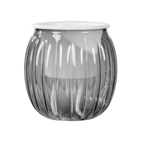 Hvmvliv Plant Vase Indoor Transparent Hydroponic Small Potted Plant Pots - Indoor Living Room Desktop Self-Watering Plastic Flower Pots for Green Lovers Gray