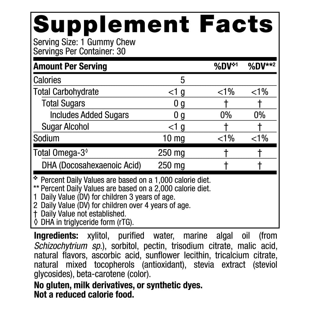 Nordic Naturals Children's DHA Vegetarian Gummy Chews - Kids DHA Omega-3 Supplement, 30 count