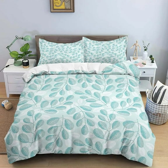 Flower Leaves Duvet Cover Set Fashion Pattern Print Polyester Comforter Covers with Pillow Case King Twin Size Bedding Set