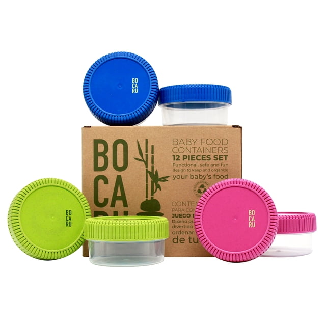 COMIDA PARA BEBÉ. SET DE 6 CONTENEDORES DE 250ML C/U. HERMÉTICOS Y BIODEGRADABLES. MULTICOLOR BOCARU BABY FOOD