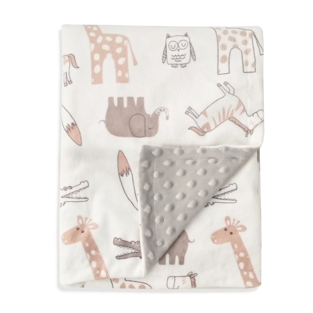 Boritar Super Soft Baby Blanket Throw with Minky Raised Dotted Grey Bear 30"x40" 