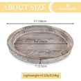 thumbnail image 4 of Wooden Tray Candle Holder - Round Wood Decorative Pillar Candle Tray for Coffee Table Farmhouse Kitchen Countertop Organizer Home Decor Wedding Centerpiece, Distressed White, 4 of 10