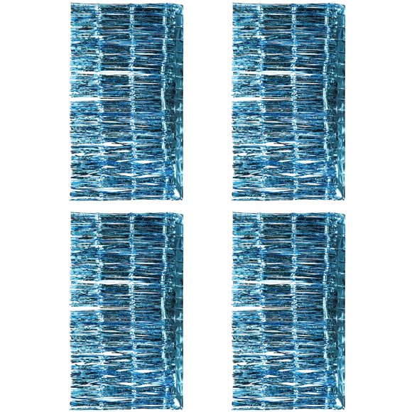 KAKOWELY 4 piezas de faldas de mesa con flecos y oropel, mesas rectangulares, serpentinas, guirnaldas, cortinas y telones de fondo