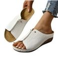 thumbnail image 6 of Womens Sandals Arch Support Wedge Open Toe Slip-on Peep Toe Slides Sandals Slippers Summer Women's Trendy Casual Daily Beach Vacation Shoes White 38, 6 of 6