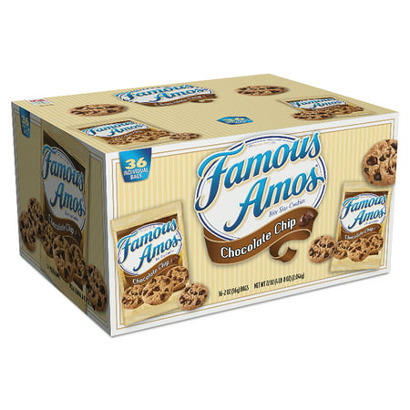 Kellogg's Famous Amos Cookies, Chocolate Chip, 2 oz Snack Pack, (Best Famous Amos Cookies Recipe)