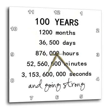 3drose 100 Years in Months Days Hours Minutes Seconds 100th Birthday Gift 10×10 Wall Clock
