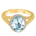 thumbnail image 2 of Mauli Jewels Rings for Women 1.45 Carat Diamond And Oval Shape Aqumarine Ring 4 Prong 10KYG, 2 of 6