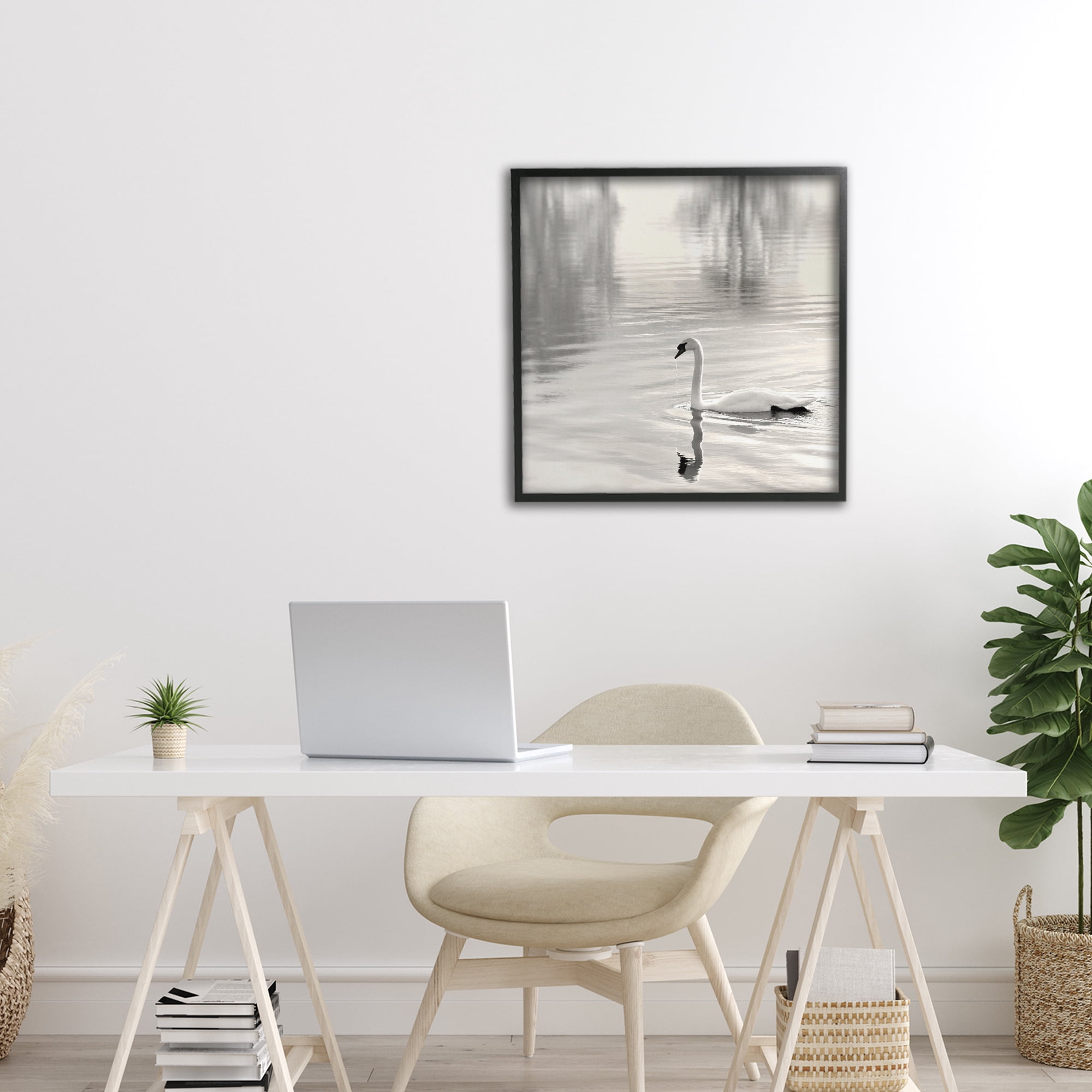 Stupell Industries Morning Sunlit Swan Black Framed Giclee Art, design by Nicholas Bell