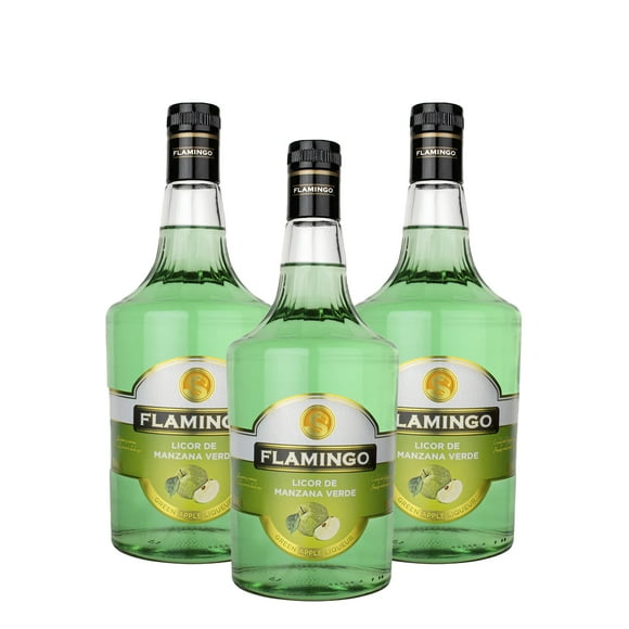 PACK DE 3 LICOR FLAMINGO MANZANA 1LT