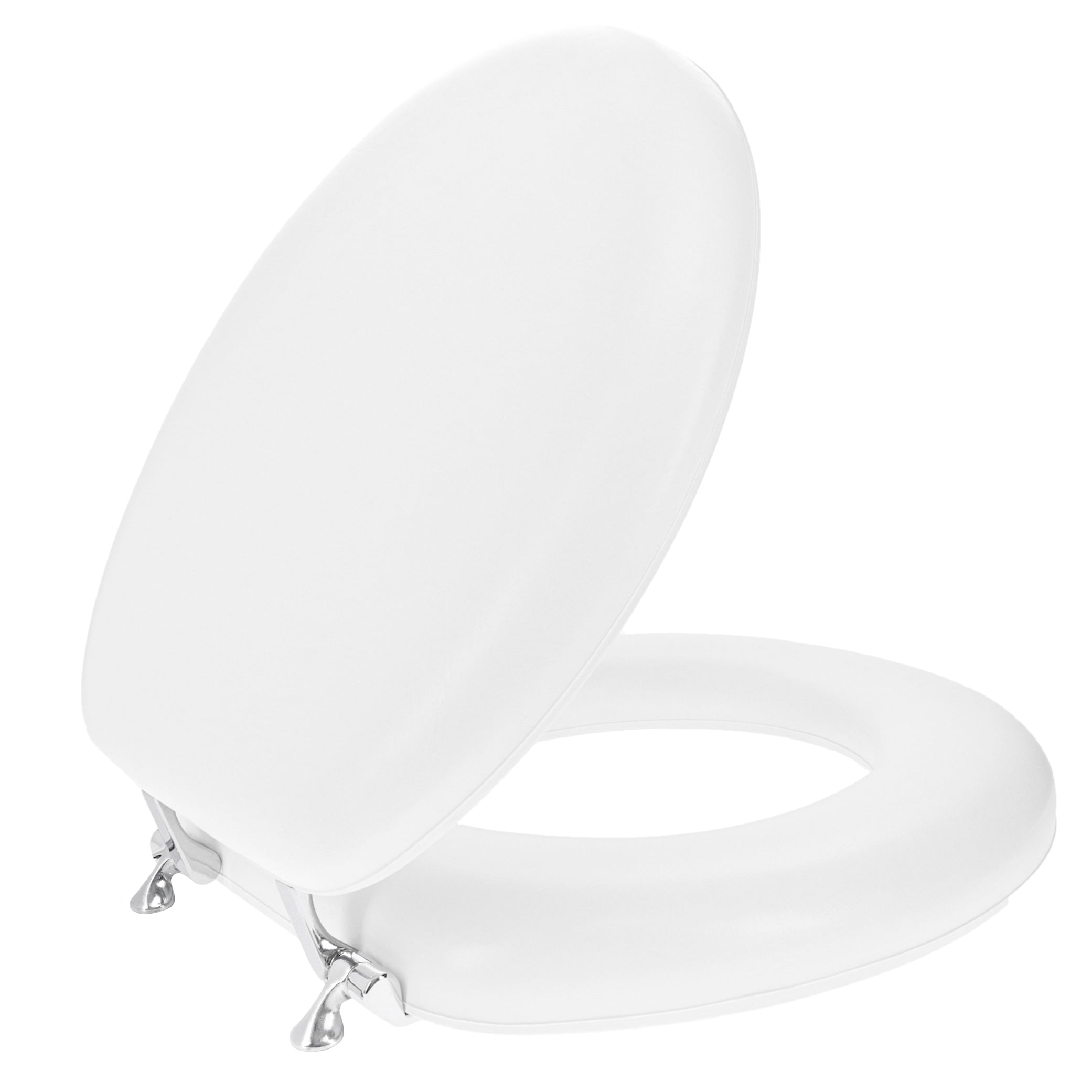 Mainstays Round Memory Foam Toilet Seat with Chrome Hinges, White ...