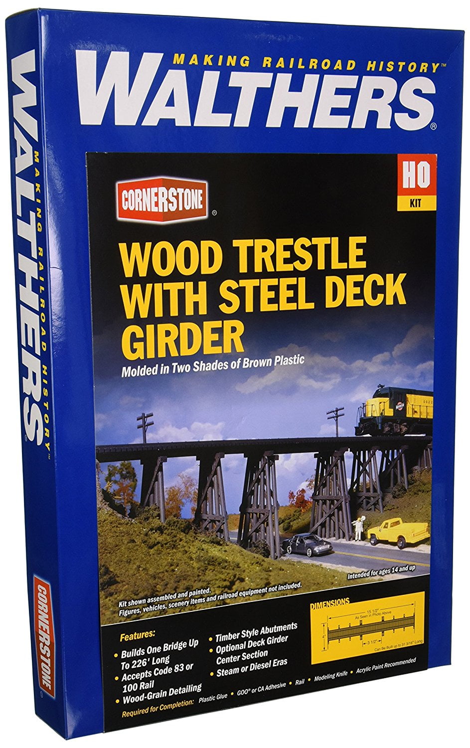 HO Scale Trestle W/Steel Deck Girder Bridge, Build With Or Without