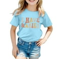 thumbnail image 1 of Icvfdpl T-Shirts pour Adolescentes, Imprimé Col Rond Manches Courtes T-Shirt Haut Doux pour la Peau Vacances 8-9 Ans>, 1 of 4