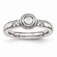 thumbnail image 1 of Acier Inoxydable Poli CZ Zircone Cubique Simulé Bague Diamant Taille 5 Bijoux Cadeaux pour les Femmes, 1 of 4