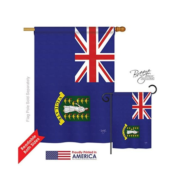 Breeze Decor 08337 British Virgin Islands 2-Sided Vertical Impression House Flag - 28 x 40 in.