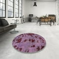 thumbnail image 3 of Ahgly Company Indoor Square Abstract Rich Lilac Purple Persian Area Rugs, 7' Square, 3 of 6