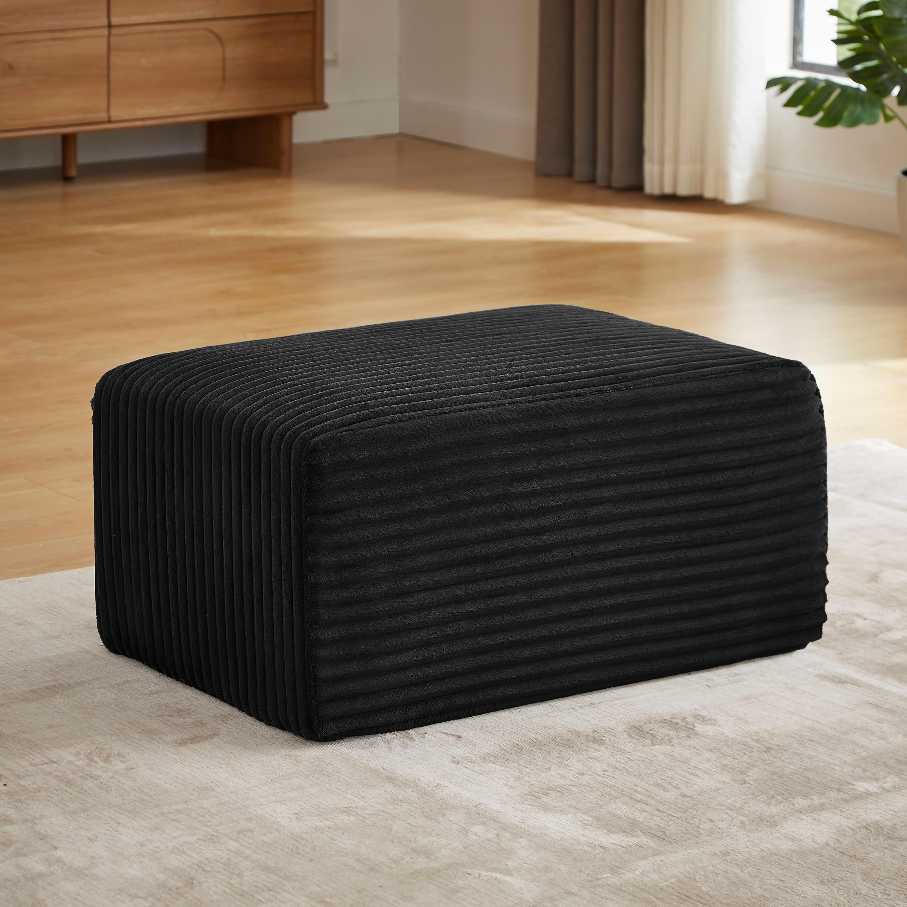 MAYEERTY Boneless Ottoman, 35×24" Footrest for Cloud Sectional Sofa, Living Room & Apartment, Black