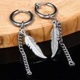 thumbnail image 3 of Pendientes de Aro ZHAOCHENG con Plumas de Acero Inoxidable Unisex 1 Par, 3 of 3